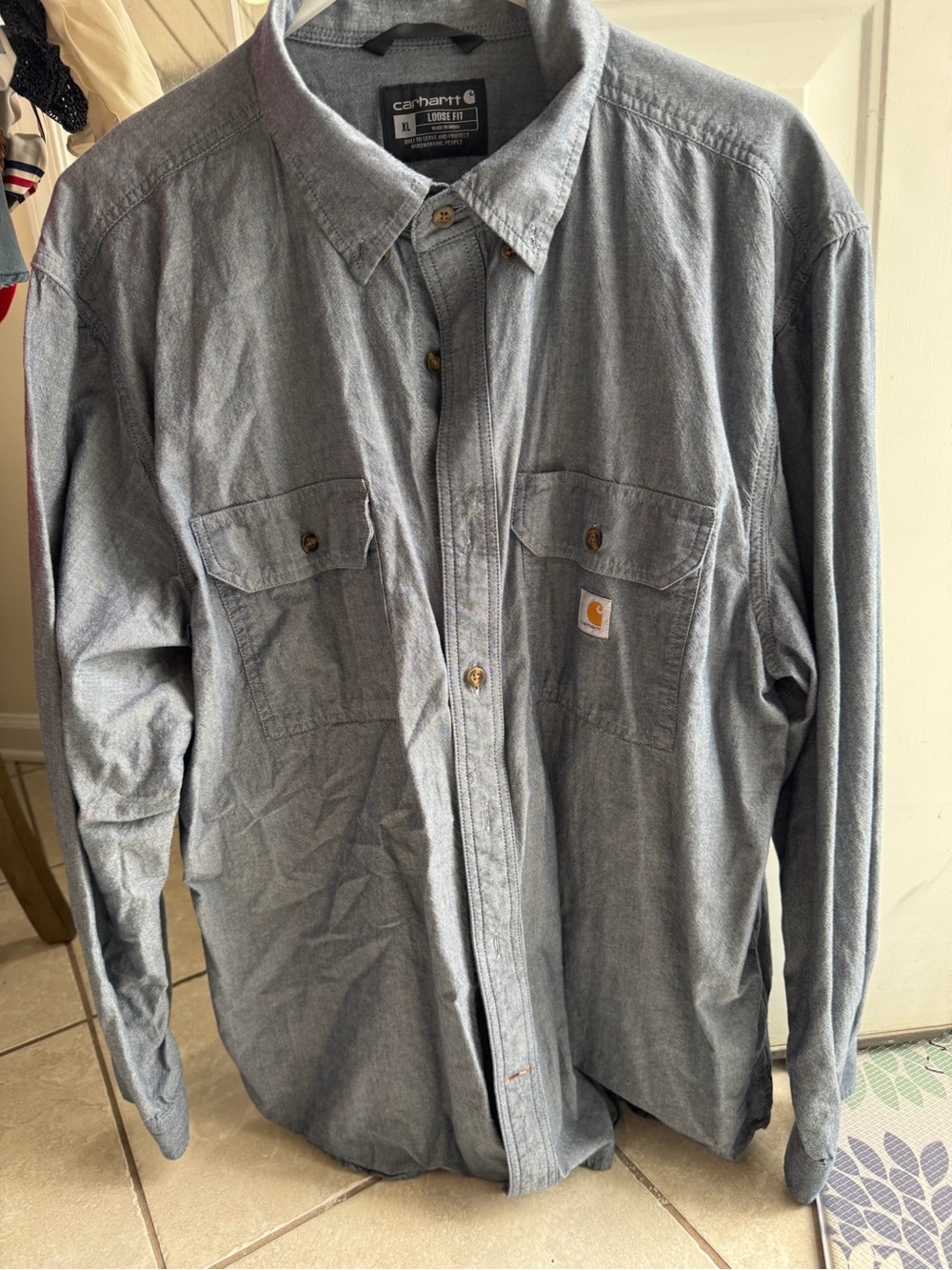 Carhartt Men's Light Blue Button-Down Work Shirt